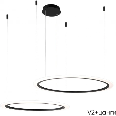 Подвесной светильник Crystal Lux MANZANA SP53W LED BLACK (220V, пульт управления, на тросе)