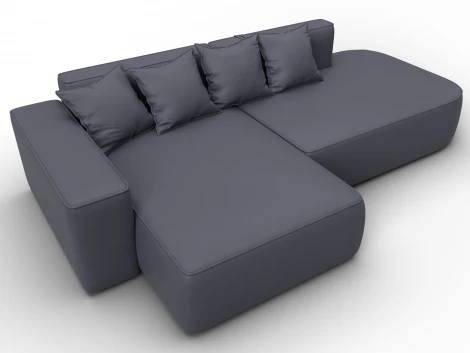 Диван угловой Лига-065 угол левый (ДСП/Пластик/Экокожа/Серый) Лига Диванов 129805L