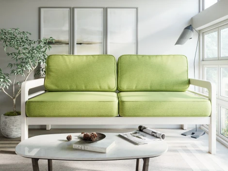 Диван Arsko прямой Бергер Б беленый дуб рогожка зеленая