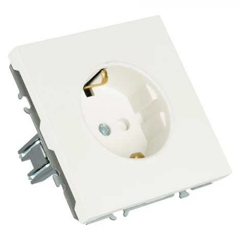 Розетка с заземлением и шторками (белый фарфор, soft touch) Stekker Эмили 50235