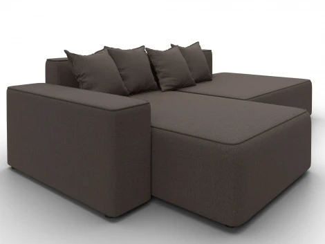 Диван угловой Лига-079 угол левый (ДСП/Пластик/Рогожка/Коричневый) Лига Диванов 129812L