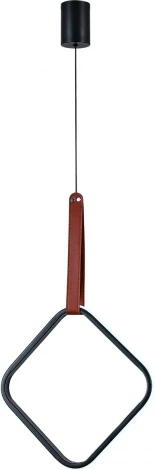 Подвесной светодиодный светильник Escada Alliance 10296/1LED Black 34Вт, кожа/металл/силикон, черный (220V, на проводе)