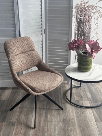 Стул АНДЕРС (ANDERS) 360 град., цвет КОРИЧНЕВЫЙ EYELASH-171 фактурный шенилл/ ЧЕРНЫЙ каркас, ®DISAUR M-City 64831