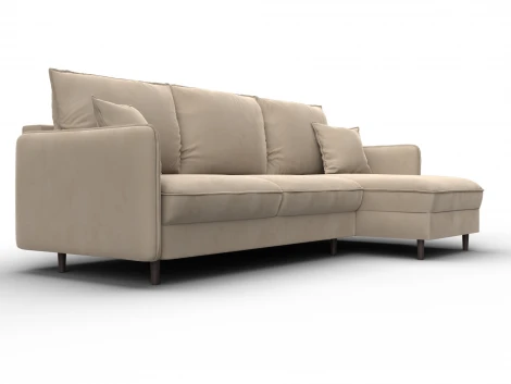 Диван угловой Лига-064 НПБ угол универсальный (ДСП/Дерево/Велюр/Бежевый) Лига Диванов 134769