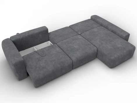 Диван угловой Лига-066 НПБ Лонг угол правый (ЛДСП,Фанера,Брус,Велюр/Темно-серый) Лига Диванов 131217