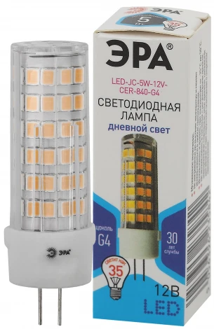 Лампочка светодиодная G4 5W ЭРА LED JC-5W-12V-CER-827-G4