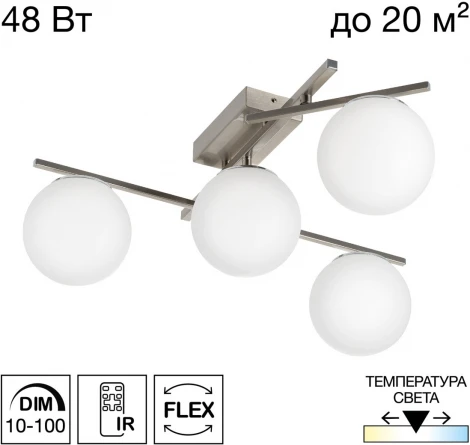 Потолочная люстра на штанге Citilux Dorsy CL223141 (регулировка яркости, LED, 220V, пульт управления, шарики)