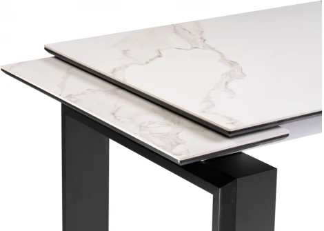 Керамический стол Woodville Давос 140х80х78 белый мрамор / черный кварц 532379