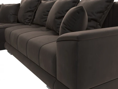 Диван угловой НордСтар левый угол (Коричневый/Велюр) Лига Диванов арт.121109L
