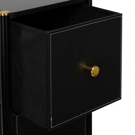 Комод Leset Нирита/Хайди узкий 5 ящиков (Сталь,Экокожа,ЛМДФ/Черный) арт.2500000252303