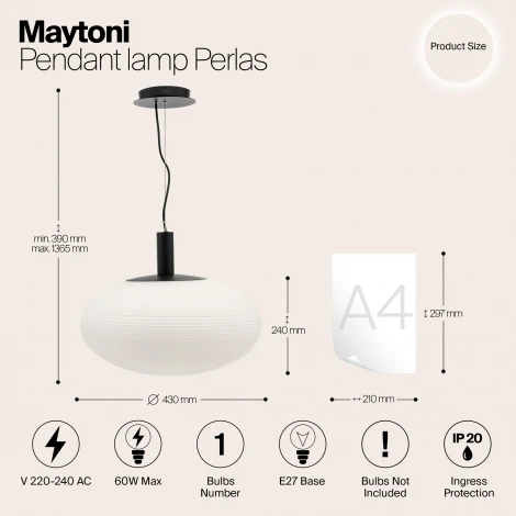 Подвесной светильник Maytoni Perlas P062PL-01W