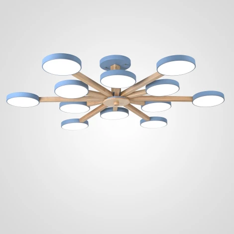 Потолочная люстра Wi-Fi на штанге Turna L12 Blue By ImperiumLoft Turna-B01 (LED, 220V, голосовое управление, умный дом - Алиса)