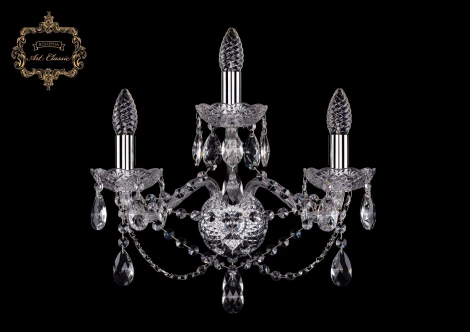 Бра Art Classic 10.21 10.21.2+1.165.Cr.Sp (220V, хрусталь, подвески, подсвечник, свеча)