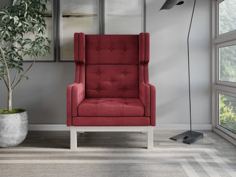 Кресло Arsko Айверс Хай Беленый дуб шенилл красный