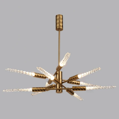 Потолочная люстра на штанге Odeon Light Kolos 5449/28L сатинированн.латунь/прозрачн./металл/стекло LED 28W (10*2.8W) 3000K (220V)