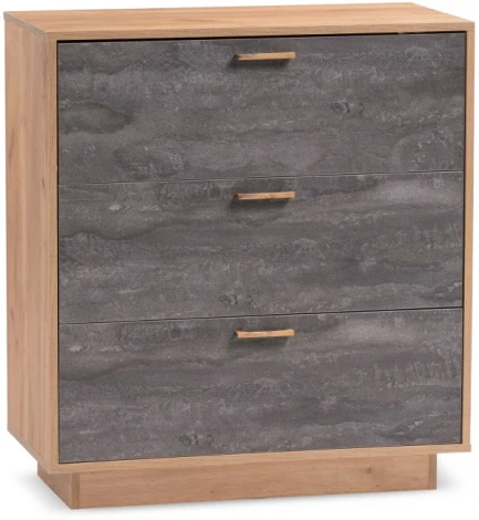 Комод Woodville Эго К-3 на подиуме дуб крафт золотой / камень темный 455856