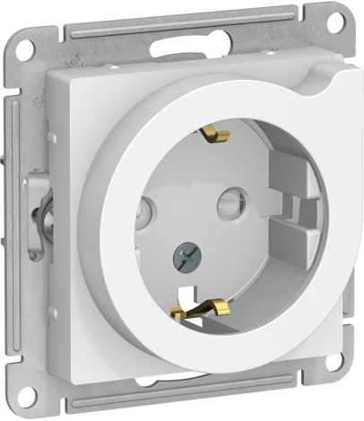 Розетка встраиваемая с заземлением и шторками (белый) Systeme Electric AtlasDesign ATN000147