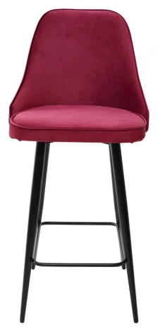 Полубарный стул M-City NEPAL-PB ВИННЫЙ #16, велюр/ черный каркас (H=68cm)