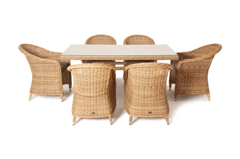 Обеденная группа плетеная, цвет соломенный 4SIS Эспрессо EC6T-7-SET