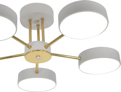 Потолочная люстра на штанге с таймером Escada Rune 10262/5LED 64Вт, с ПДУ, металл/акрил, белый/золото (220V)