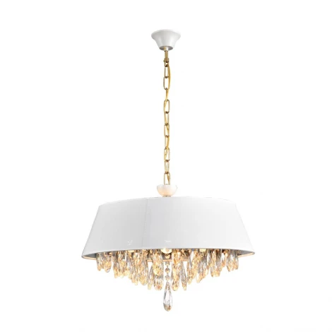 Люстра подвесная Lumion Mitrim 8374/6 латунь/белый/прозрачный, металл/текстиль/хрусталь E27 6*60W 220V MITRIM