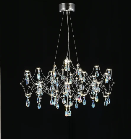 Подвесная люстра светодиодная с пультом и хрустальными подвесками K9 MyFar Ileria MR2651-57P-50СD