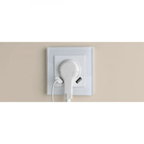 Розетка встраиваемая с заземлением, шторками и двумя USB Werkel, белый