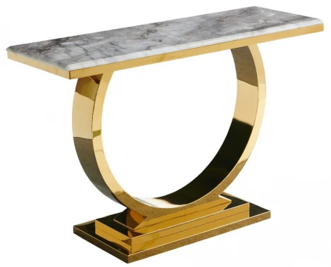 Стол-консоль IST-CASA Лира IST-806,120х40х76 см, светло-серый/золотой