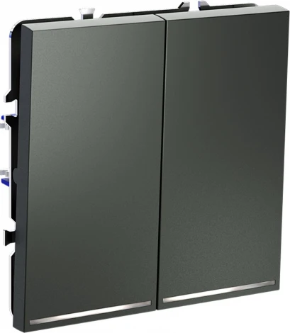 Проходной переключатель двухклавишный с подсветкой (титан) Voltum S70 VLS020406