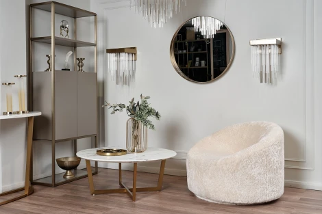 Стол журнальный Pearl White d100*40,6см Garda Decor арт.33FS-CT2029-BBS