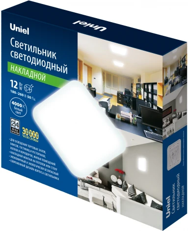 Потолочный светильник прямоугольный Uniel ULI ULI-B322 12W/4000K/22 QUATRO-2 (LED, 220V)