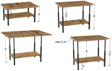 Стол-трансформер Калифорния Мидж ЛДСП дуб вотан 3685145302