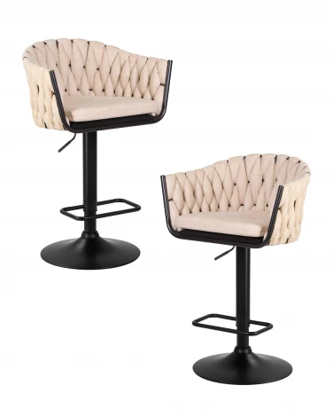Набор 2 шт стул барный DOBRIN LEON (бежевая ткань (LAR 275-1))