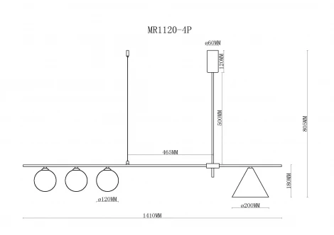 Подвесной светильник MyFar Elena MR1120-4P (220V, асимметрия)