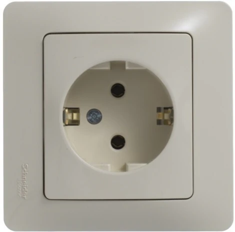 Розетка встраиваемая с заземлением (бежевый) Systeme Electric Glossa GSL000242