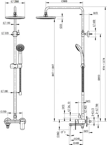 Душевая стойка Bravat Opal F6125183CP-A3-RUS