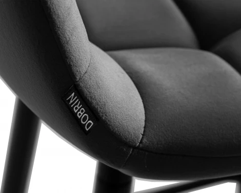 Набор 2 шт Стул полубарный DOBRIN OLIVIA (черные матовые ножки, темно-серый велюр (108-91))