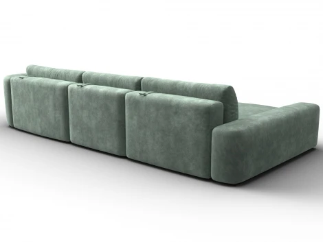 Диван угловой Лига-066 НПБ Лонг угол левый (ЛДСП,Фанера,Брус,Велюр/Зеленый) Лига Диванов 131218L