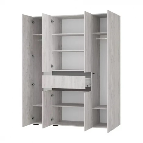 Шкаф БТС 4-х створчатый Мрия ШК-13, Бетон пайн светлый, Графит