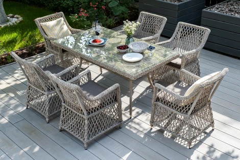 Плетеный стол из искусственного ротанга 160х90см, цвет бежевый 4SIS Латте YH-T4766G-1 beige