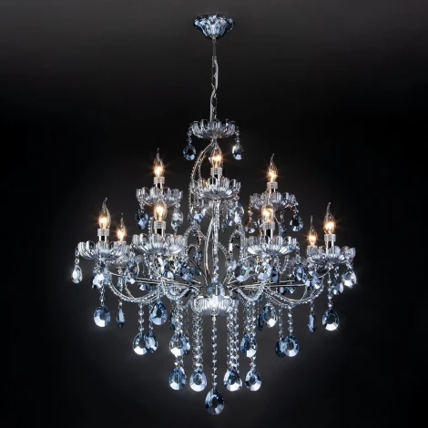 Подвесная люстра Eurosvet 3015 3015/12 хром/лазурный хрусталь Strotskis