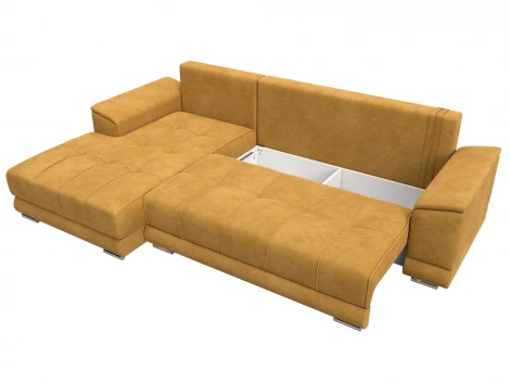 Диван угловой НордСтар левый угол (ДСП,Брус/Пластик/Велюр/Желтый) Лига Диванов 127934L