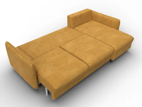 Диван угловой Лига-064 НПБ угол универсальный (ДСП/Дерево/Велюр/Желтый) Лига Диванов 129640