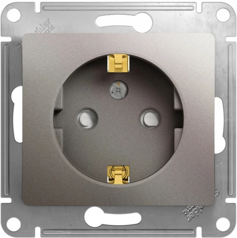 Розетка встраиваемая с заземлением и шторками (платина) Systeme Electric Glossa GSL001245