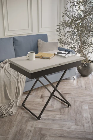 Стол универсальный трансформируемый Калифорния АНДРЭ Loft ЛДСП фантом/черный 5900681107