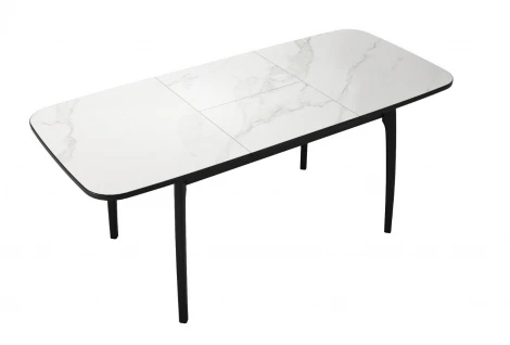 Стол DikLine MK40 Керамика Белый мрамор/подстолье черное/опоры черные арт.00-00079584