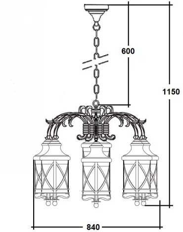 Уличный светильник подвесной Oasis Light LUCERNA 84870/6/16 Bl (220V, на цепи, фонарь, IP44)