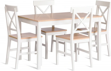 Обеденный комплект Хадсон (стол + 4 стула)/ Hudson Dining Set (mod.0103) (МДФ /Белый )