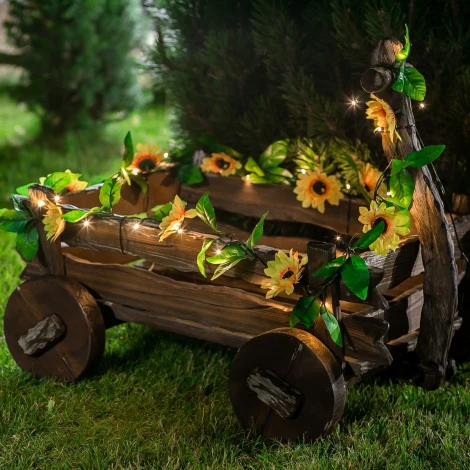 Садовая гирлянда на солнечной батарее «Подсолнухи». 24 светодиода, 1*АА Ni-Mh аккумулятор в/к. IP44 Uniel USL-S-138/PT2300 SUNFLOWERS