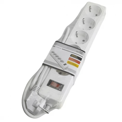 Сетевой фильтр 4-х местный с заземлением 1,8м. (белый) Stekker Optima 50089